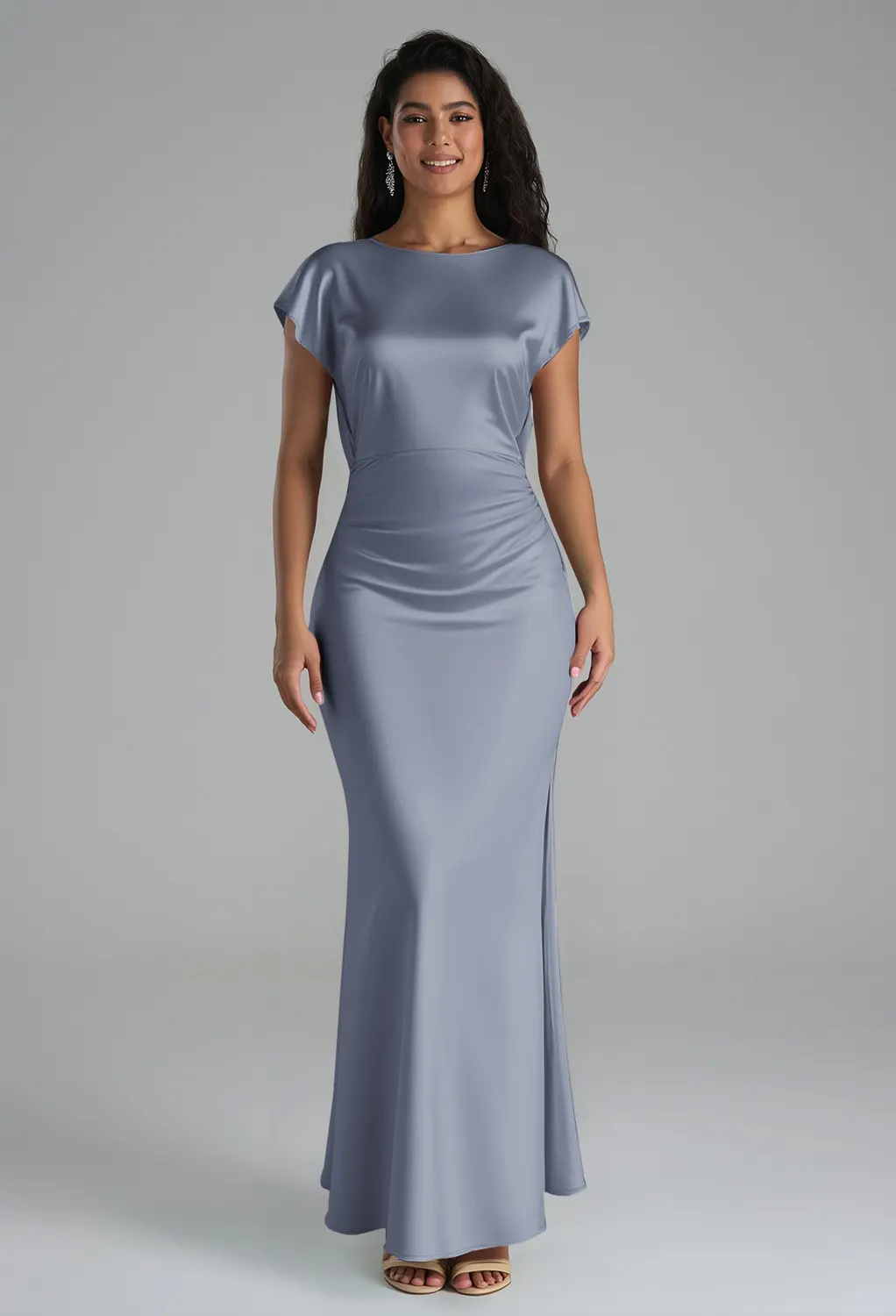 AW Lacey Dusty Blue  Bridesmaid Dresses